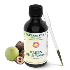 Clark 博士商店绿黑核桃壳酊剂 - 含有黑核桃提取物的高效配方 - 全天然肠道支持黑核桃酊剂，带滴管，2 液量盎司（60 毫升）