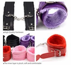 Alternative Leather Plush Metal Handcuffs and Leg Cuffs