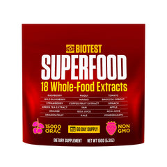 Biotest 超级食物粉末混合物，含 18 种全食物浆果、水果和蔬菜 - 健康多酚、抗氧化剂、维生素、矿物质 - 60 天用量 - 150 克