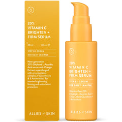 Allies of Skin 20% 维他命C亮白紧致精华：20% 乙基化左旋抗坏血酸 + 橙提取物复合物与谷胱甘肽。紧致并深层提亮。令肌肤光滑富有弹性 1 盎司 / 30 毫升