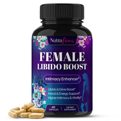 Nutrafemi #1 Fast Acting Highly Effective Libido Booster for Women-Female Libido Booster for Hormonal Balance Mood & Drive - with Maca Root Ginseng Tribulus Gingko & Ashwagandha - 60 Capsules