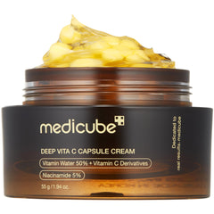 Medicube 维他命C黄金胶囊面霜 - 脂质体胶囊，淡化皱纹，提亮肤色 - 透明凝胶，焕发光泽，深层补水 - 韩国护肤品 1.94盎司
