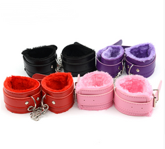 Alternative Leather Plush Metal Handcuffs and Leg Cuffs