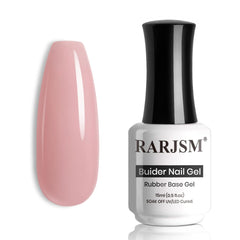 RARJSM 橡胶底胶甲油裸色果冻粉肤色橡胶底胶指甲油，自然裸色法式美甲延长凝胶浸泡固化，单瓶15毫升，适合沙龙和家庭DIY使用