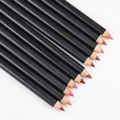 黑色木制12色防水唇线笔